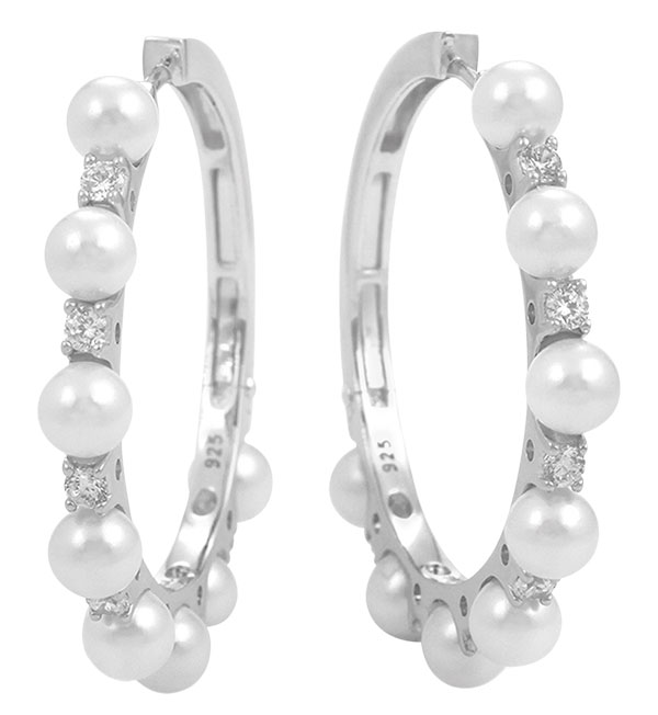 Belle Etoile seashell pearl CZ hoops