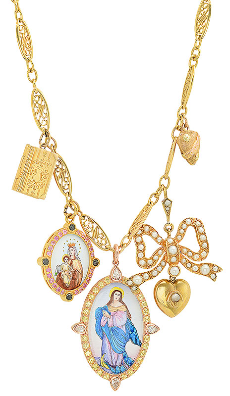 Colette bow and book necklace art nouveau edwardian charms