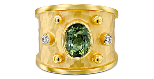 Marika Desert Gold tourmaline cigar band ring
