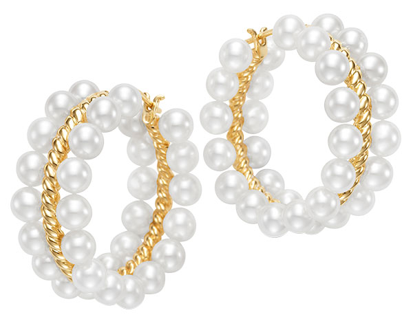 Mastoloni double row Decades hoop freshwater pearl earrings