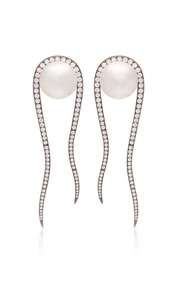 Mr. Lieou pearl and diamond Medusa earrings