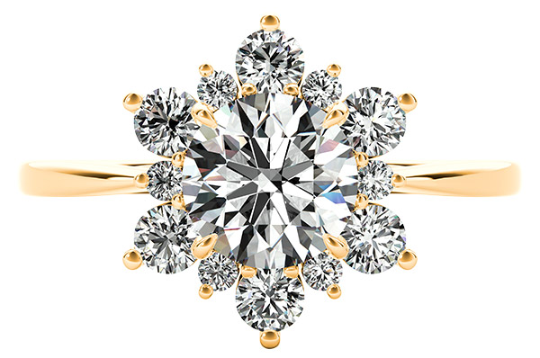 Overnight Mountings millennial style lab grown halo ring