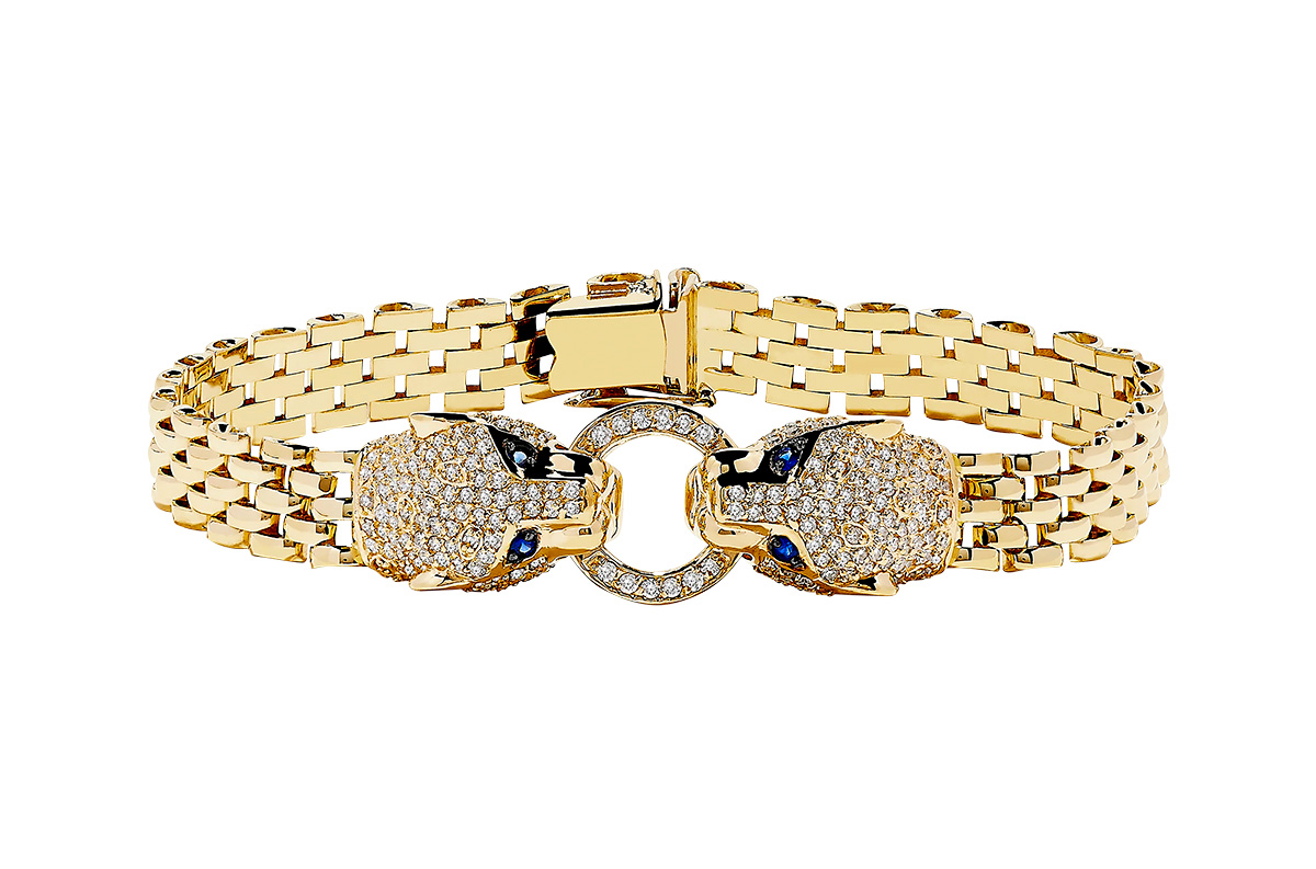 Effy signature yellow gold sapphire diamond panther bracelet Effy signature yellow gold sapphire diamond panther bracelet